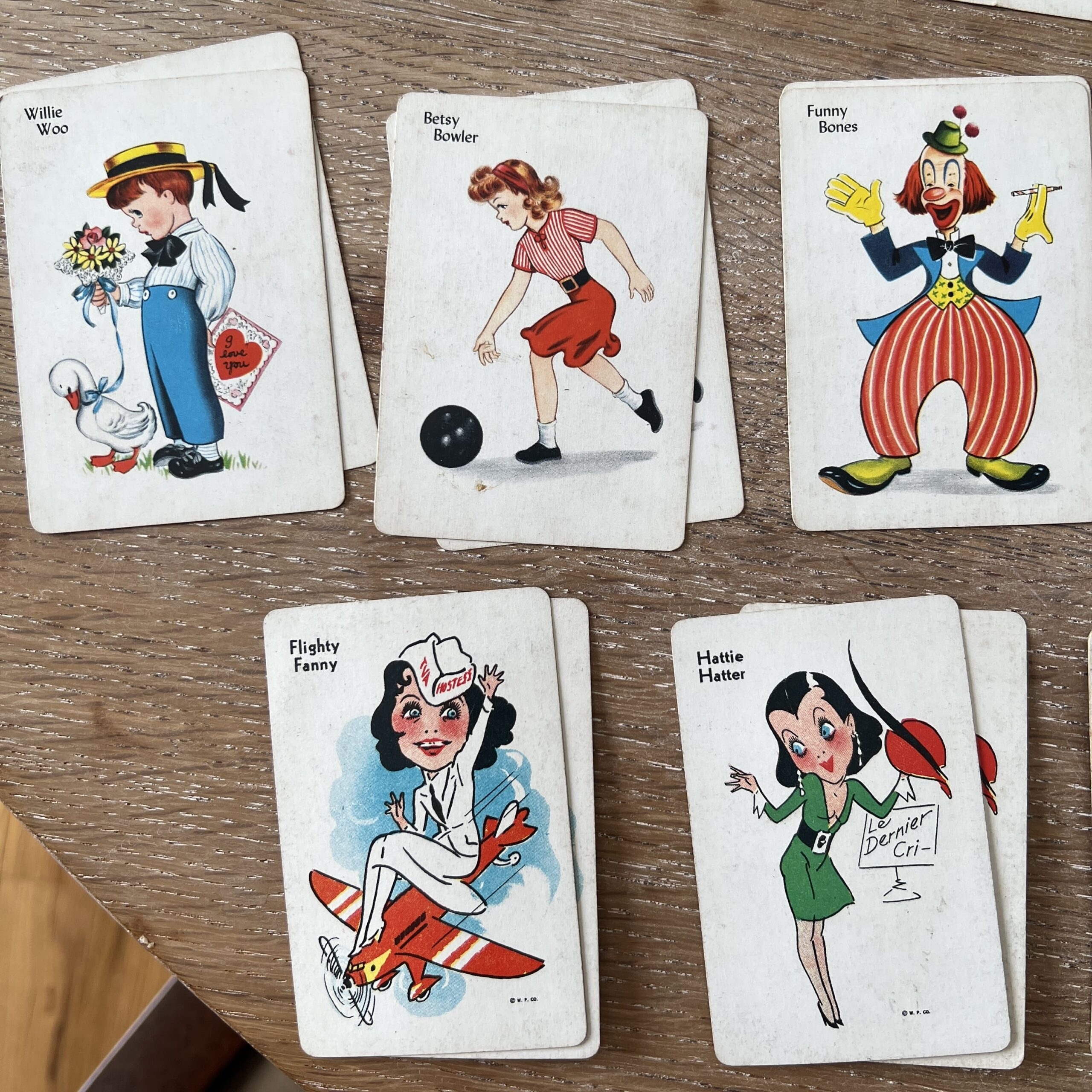 Vintage Old Maid Playing Cards Two Sets With Characters Parker Brothers The Junk Parlor