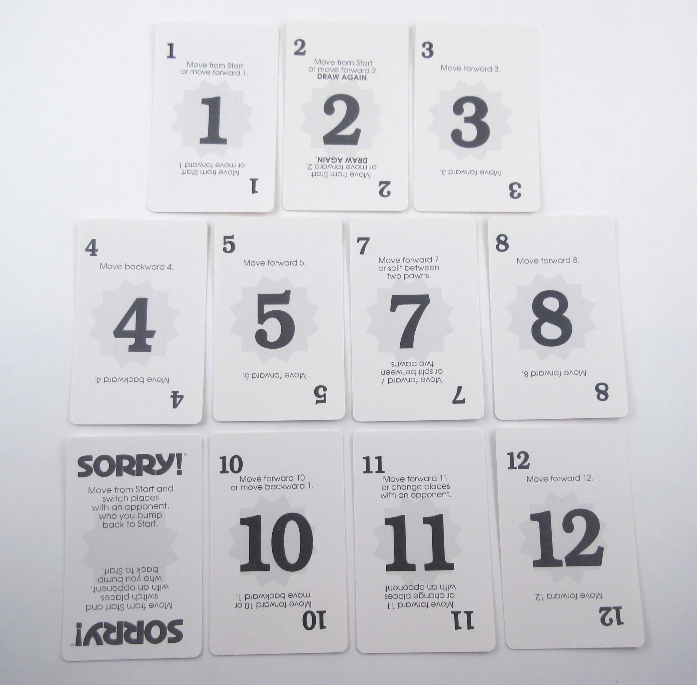 sorry board game cards