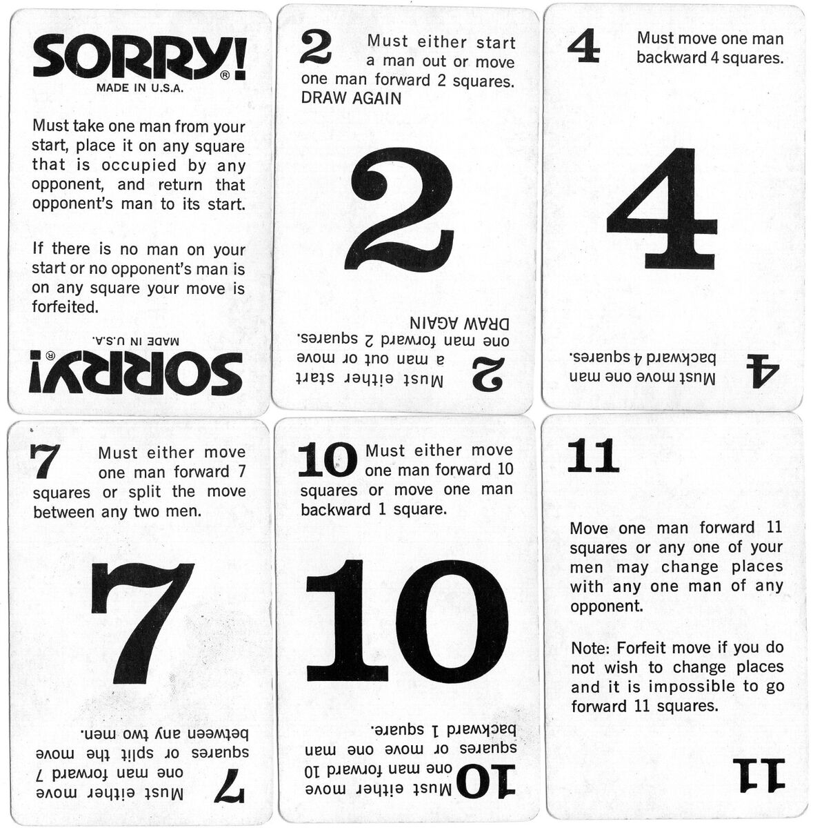 Vintage Sorry 1972 Parker Brothers Board Game Replacement Cards Pick From List EBay