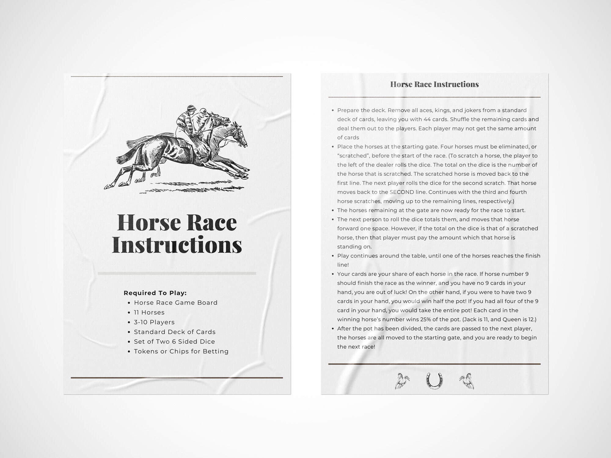 Vintage Wooden Horse Racing Board Game Rules 8 5x11 digital Download Etsy