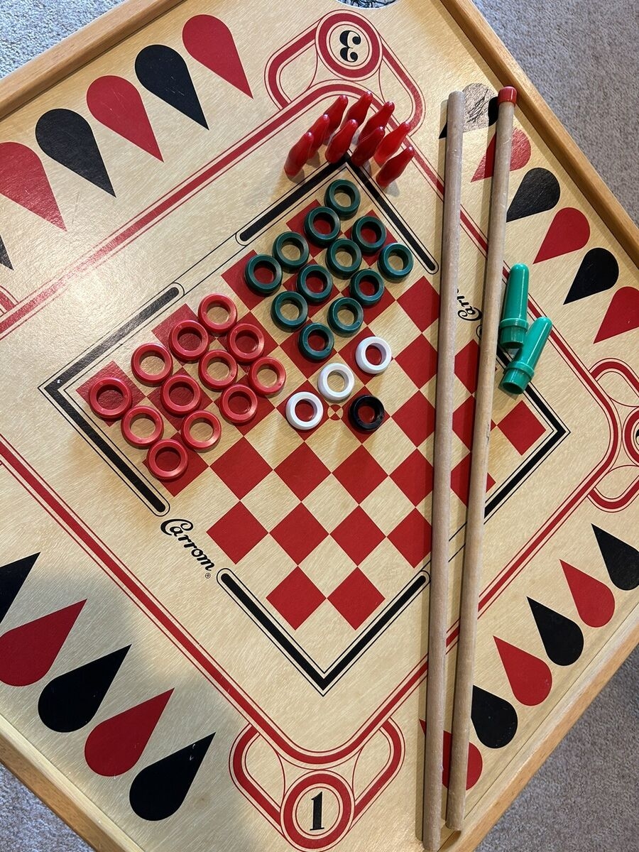 Vtg Carrom Game Board Table Model No 108P Revolving Stand No 77 Original Box EBay