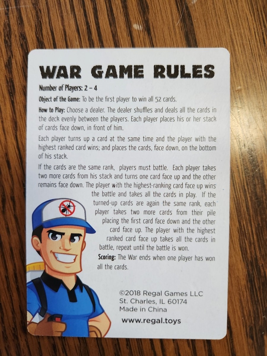 War Classic Card Game 52 Cards Instructions 2018 Regal Games New Open Box EBay