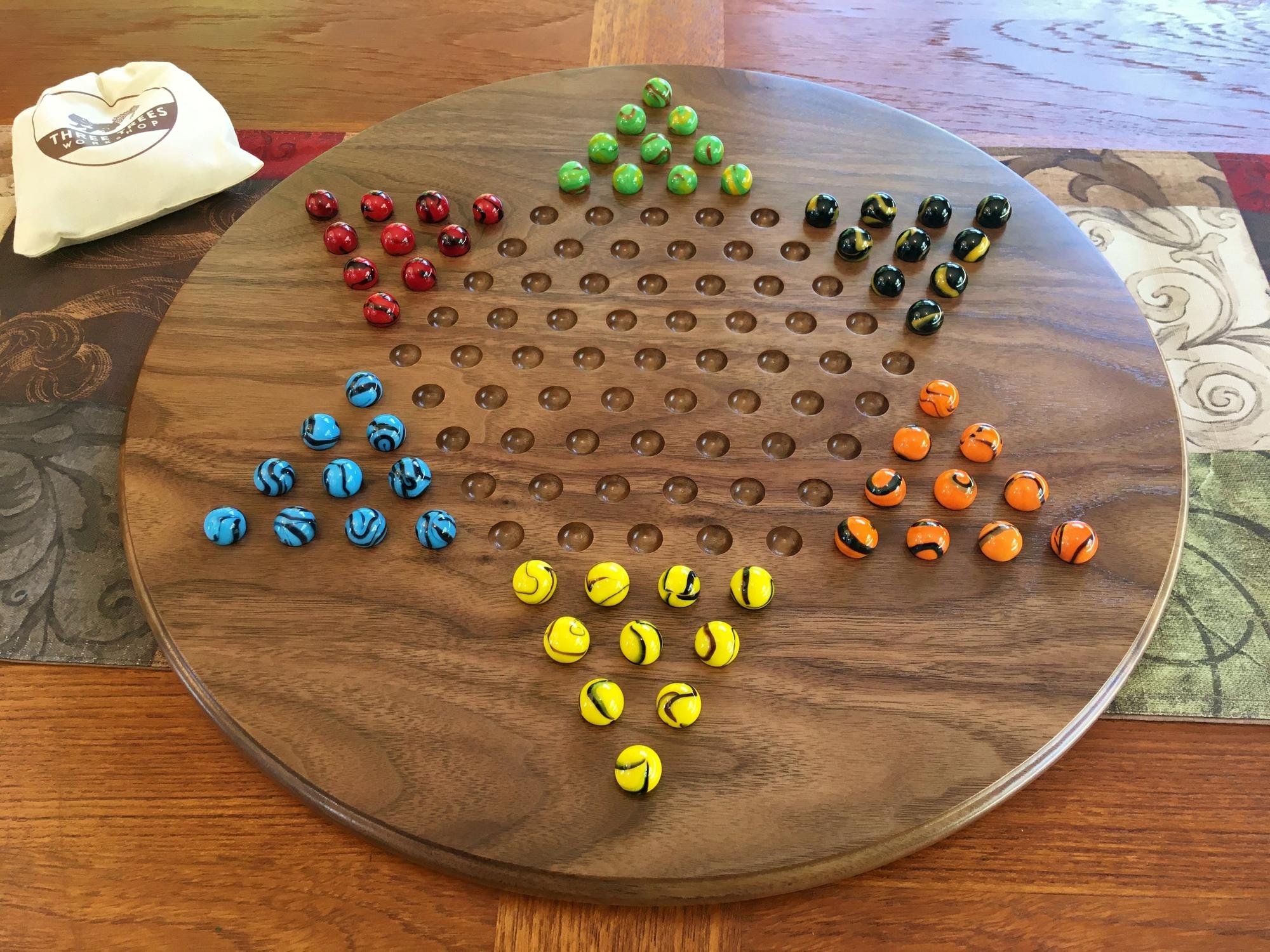 Wooden Cards Marbles Game With Fancy Marbles Three Trees Workshop