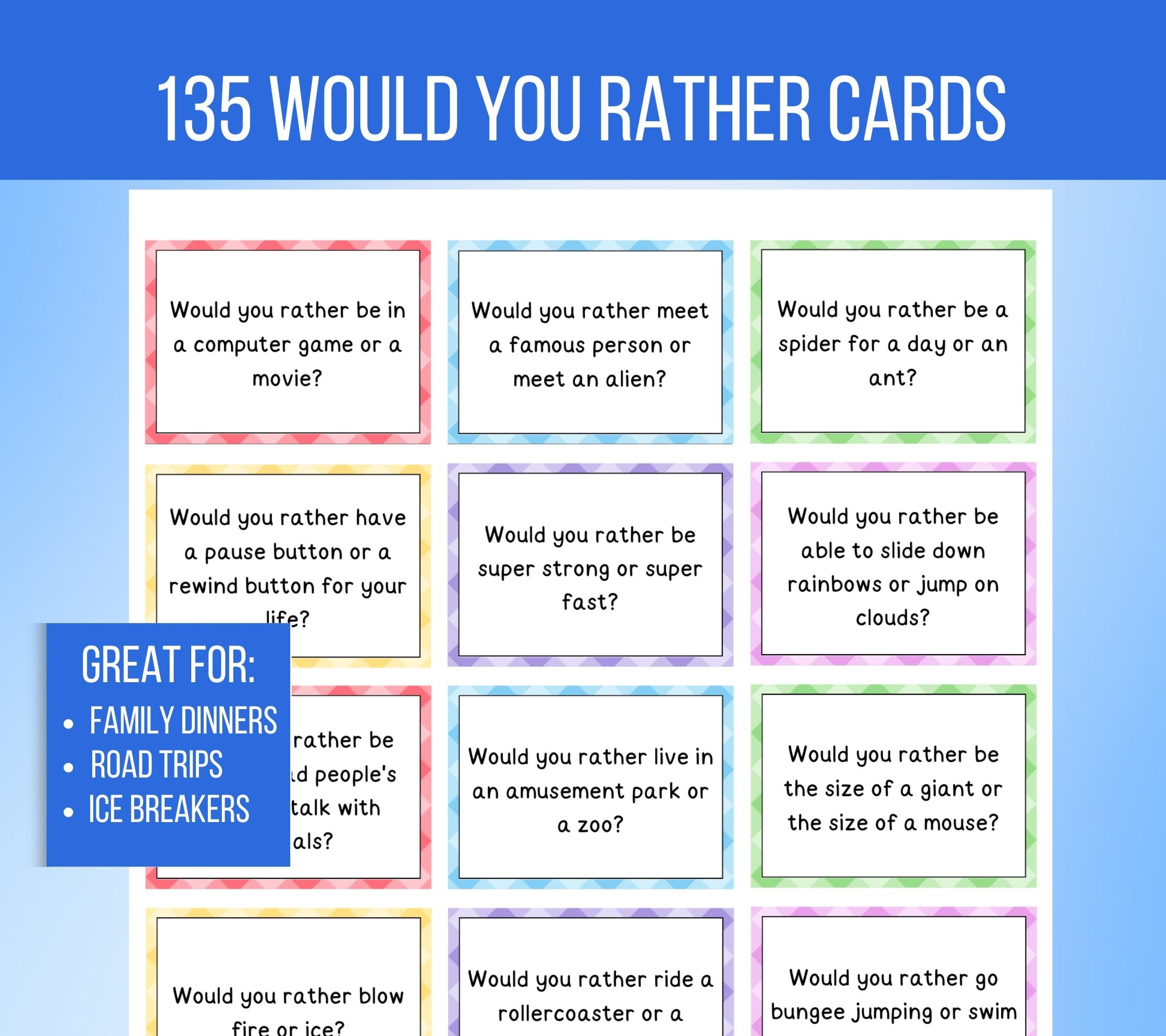 would you rather card game
