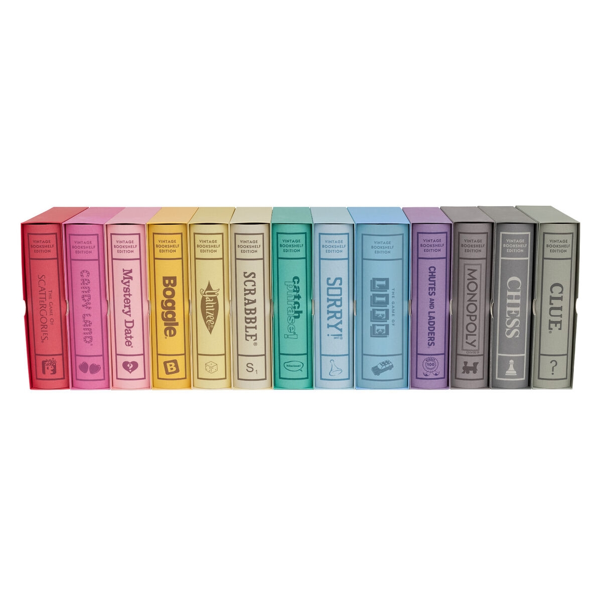 WS Game Company Set Of 13 Vintage Bookshelf Linen Book Board Game Collection New EBay
