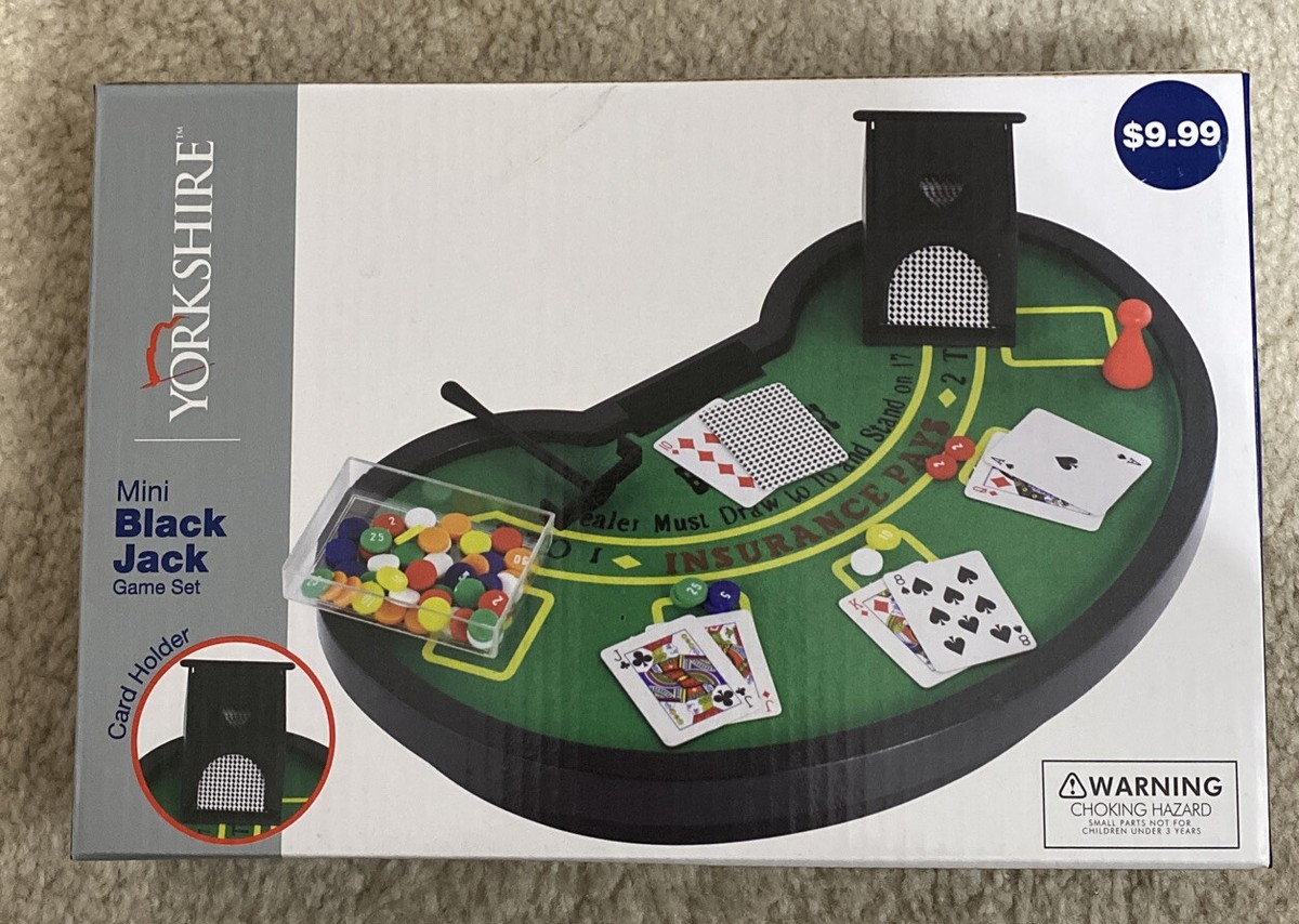 Yorkshire Mini Black Jack Set 54 Card Holder Piece Set With Chip Sweeper New EBay