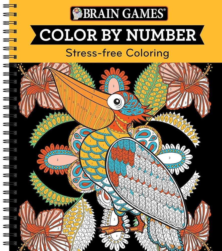 Amazon Brain Games Color By Number Stress Free Coloring Orange 9781680227710 Publications International Ltd Brain Games Books