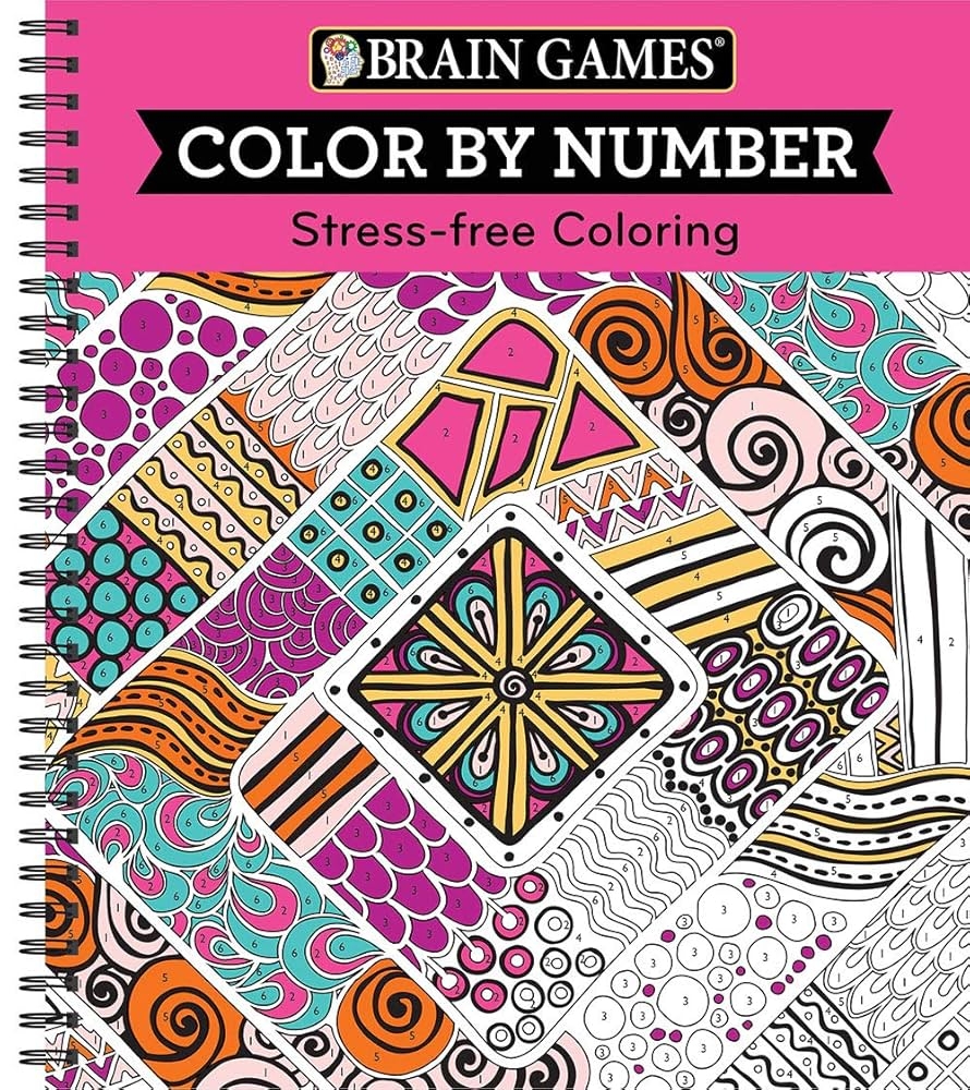 Amazon Brain Games Color By Number Stress Free Coloring Pink 9781680227727 Publications International Ltd Brain Games New Seasons Books