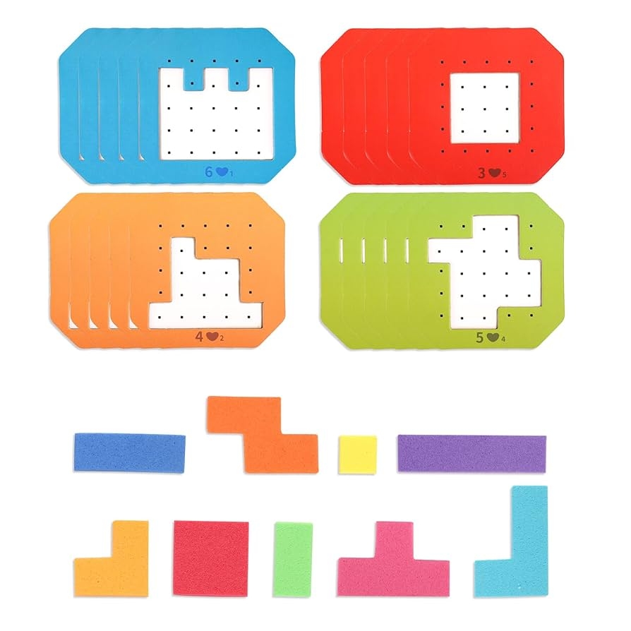 Amazon Educational Puzzles For Kids Color Block Jigsaw Puzzle 3D Brain Test Game Geometry Puzzles Intelligence Preschool Age Logic IQ Game STEM Toys For Toddlers Children Toys Games