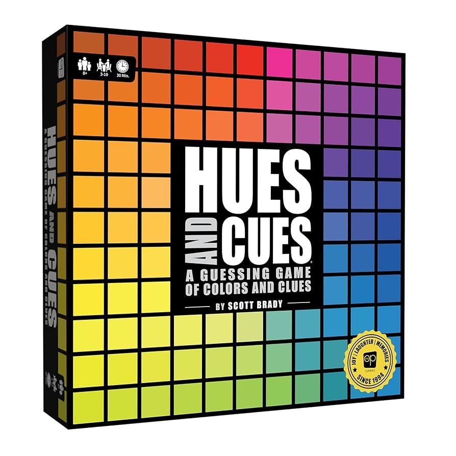Amazon HUES And CUES Vibrant Color Guessing Board Game For 3 10 Players Ages 8 Connect Clues And Guess From 480 Color Squares Toys Games