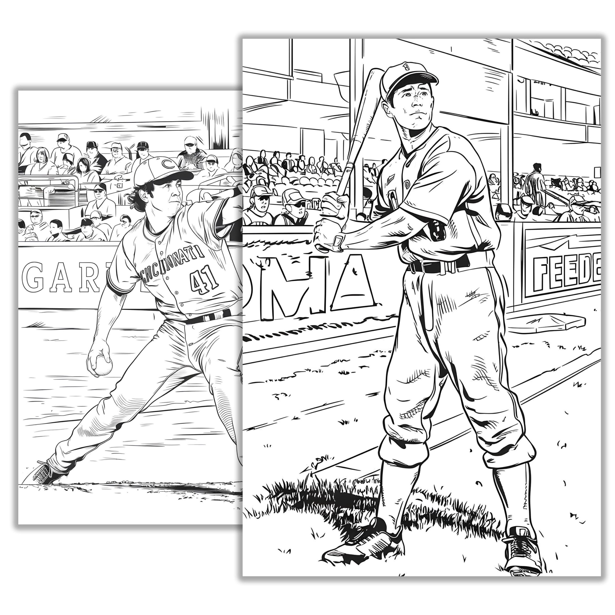 Baseball Coloring Page Printable Sports Activity For Kids Fun Ballpark Scene Instant Download Creative DIY Art For Boys Girls Etsy
