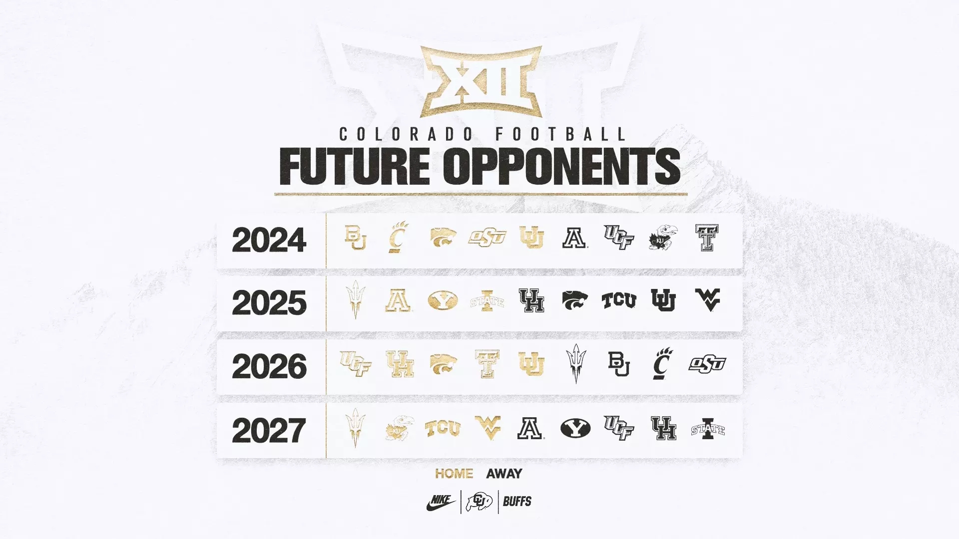 Big 12 Announces 2024 27 Football Scheduling Matrix University Of Colorado Athletics