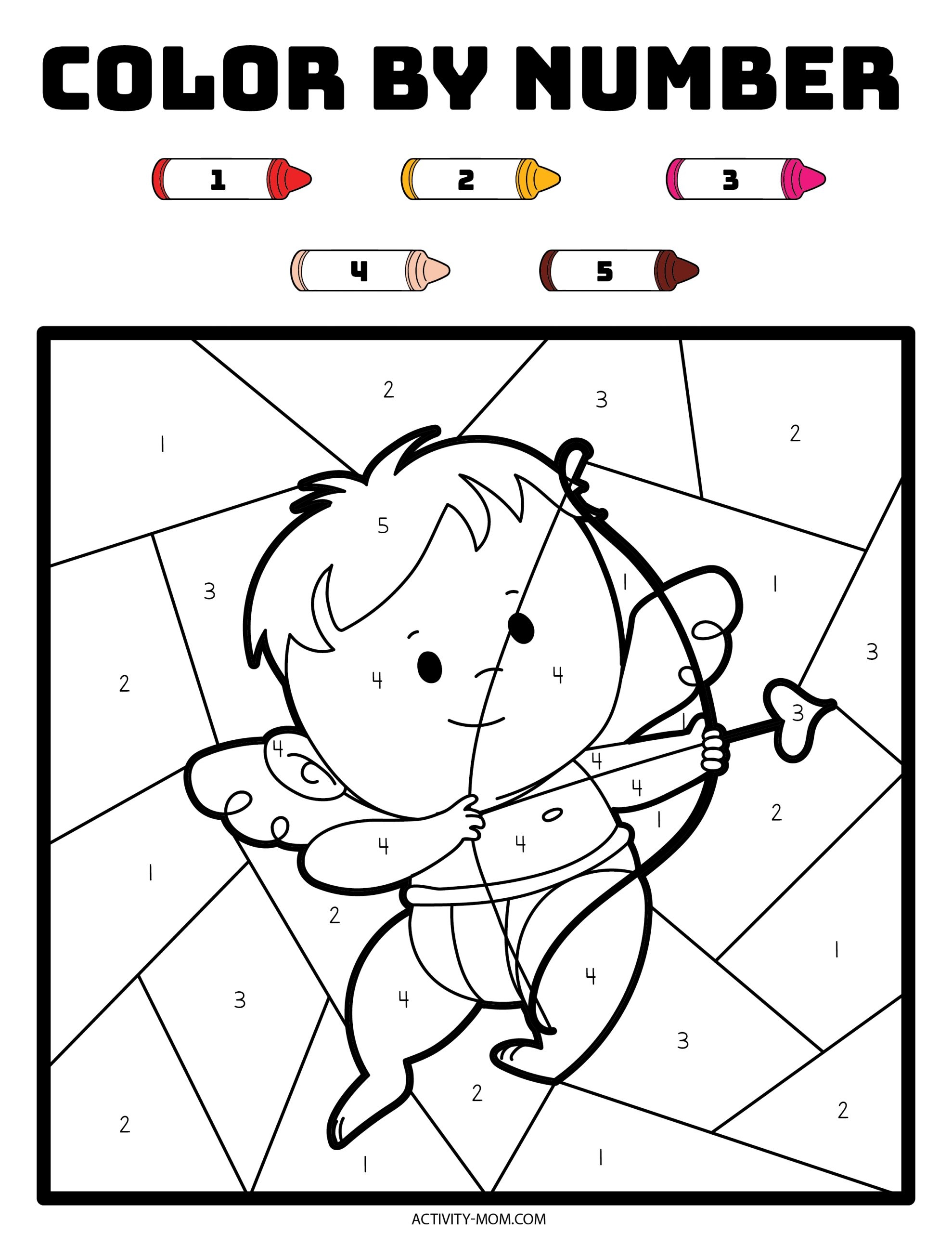 Color By Number Valentine Pages free Printable The Activity Mom