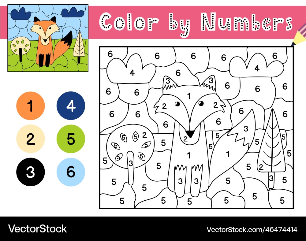 Color By Numbers Game For Kids Coloring Page Vector Image