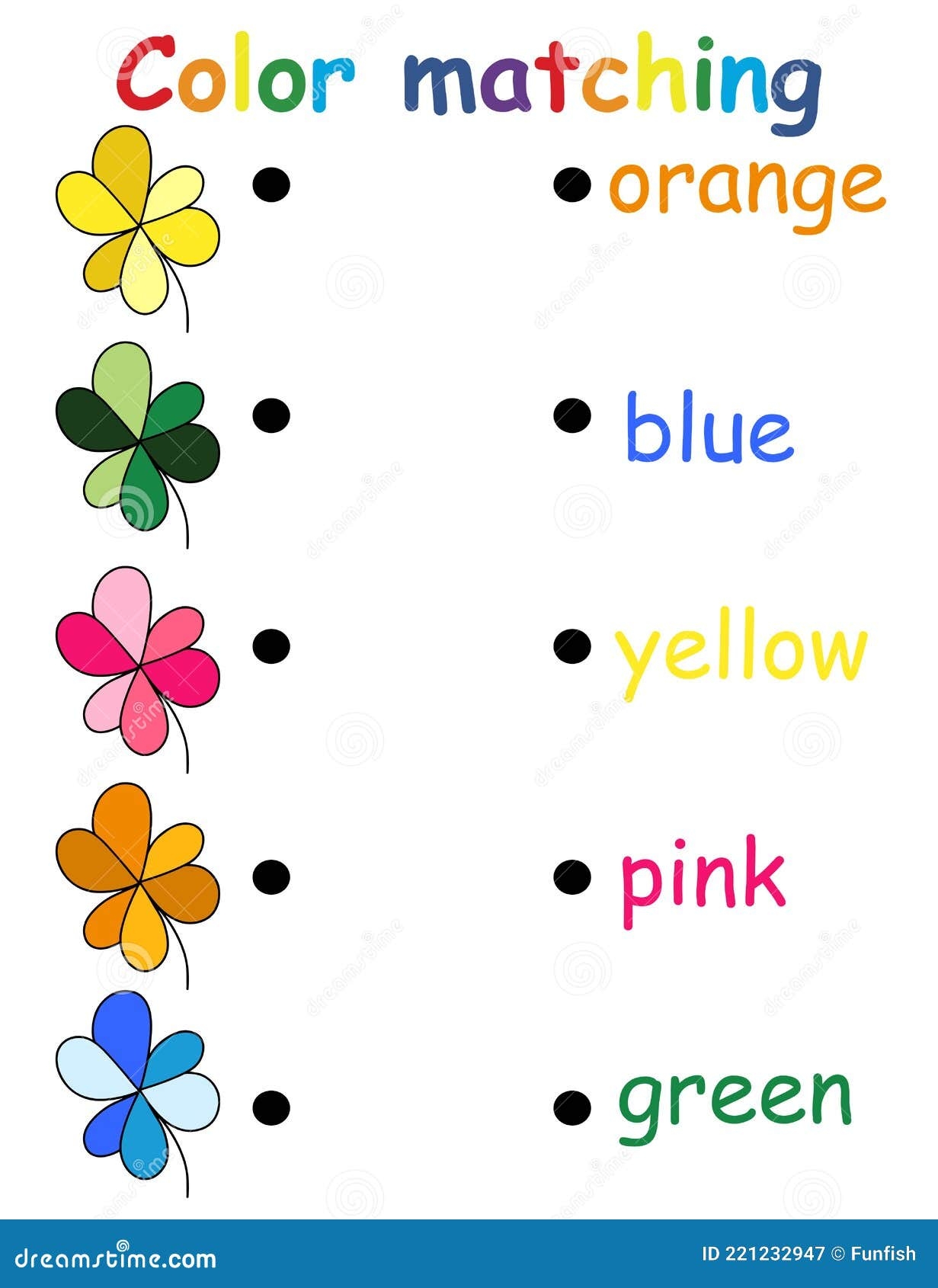 Color Matching Game With Clovers For Kids Vector Illustration Stock Vector Illustration Of Decorative Colour 221232947