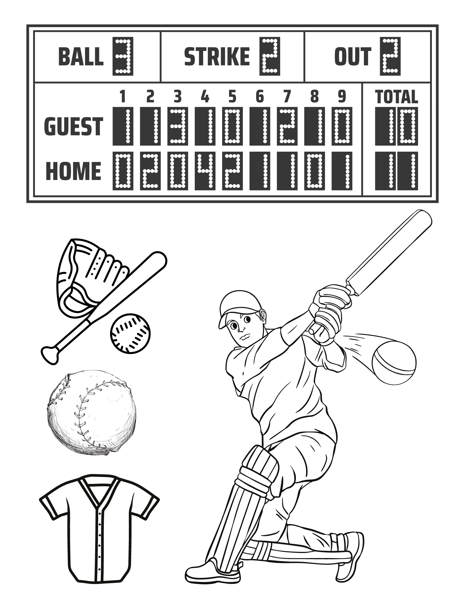 baseball game coloring pages