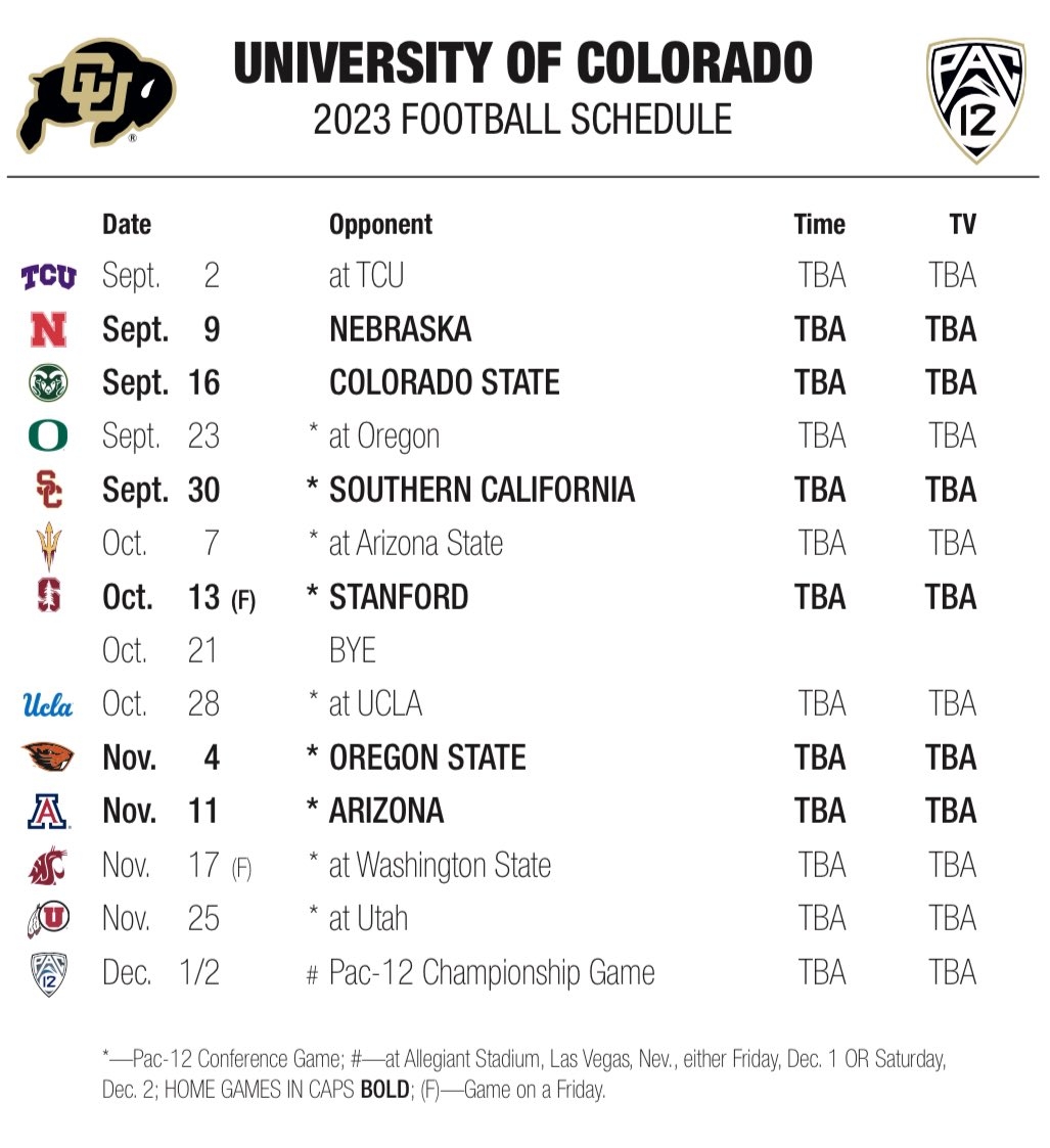 Jake Schwanitz On X Here Is The 2023 Football Schedule For The Colorado Buffaloes SkoBuffs Https t co alzCQnUWti X